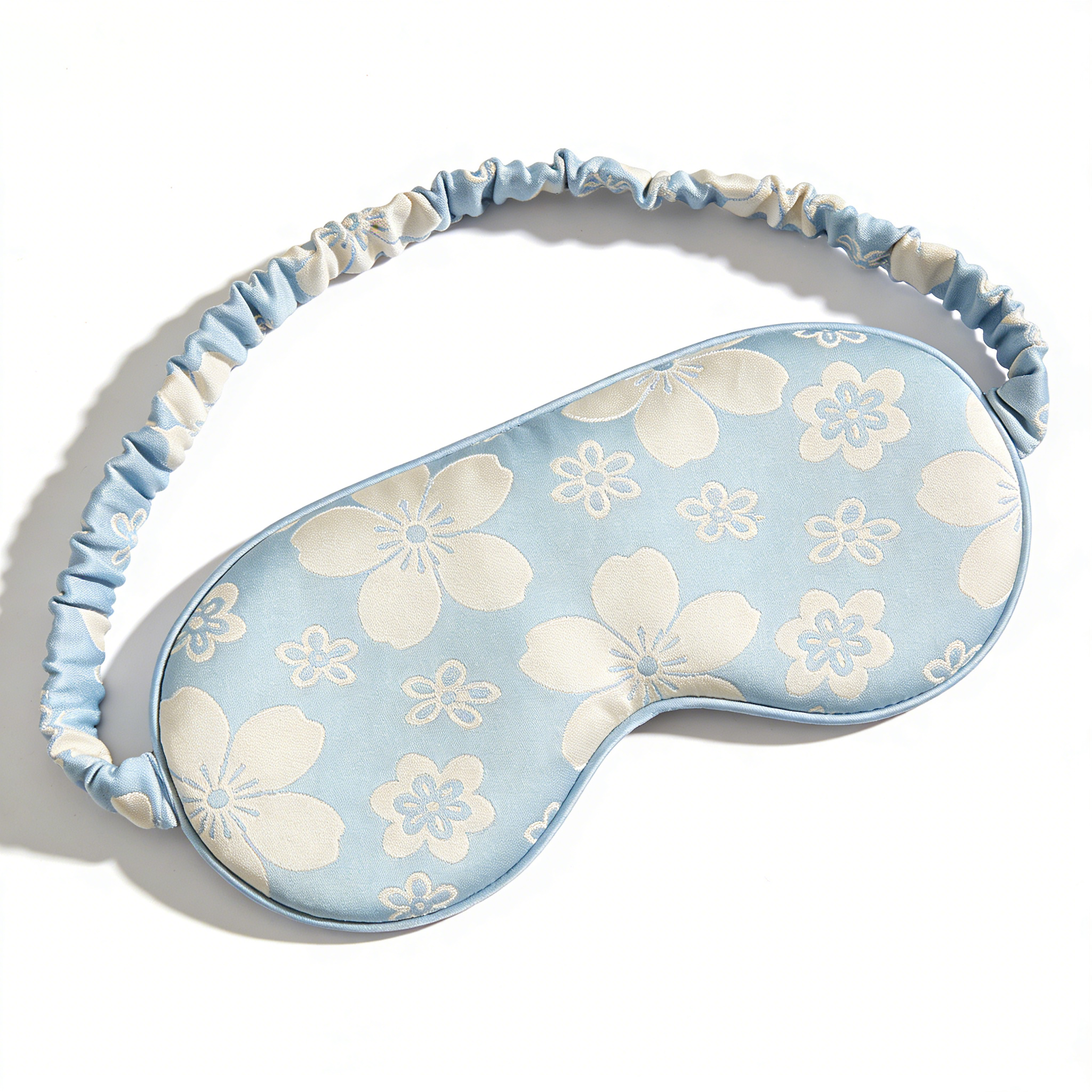 Blue Sakura Floral Jacquard Satin Sleep Eye Mask
